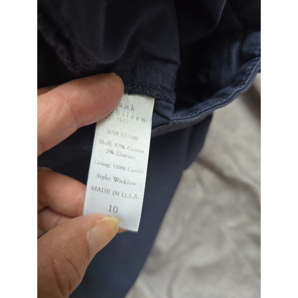 Frank & Eileen Women's Size 10 Blue Cotton Raw Hem Cropped Wicklow Chino Pants - Picture 4 of 9